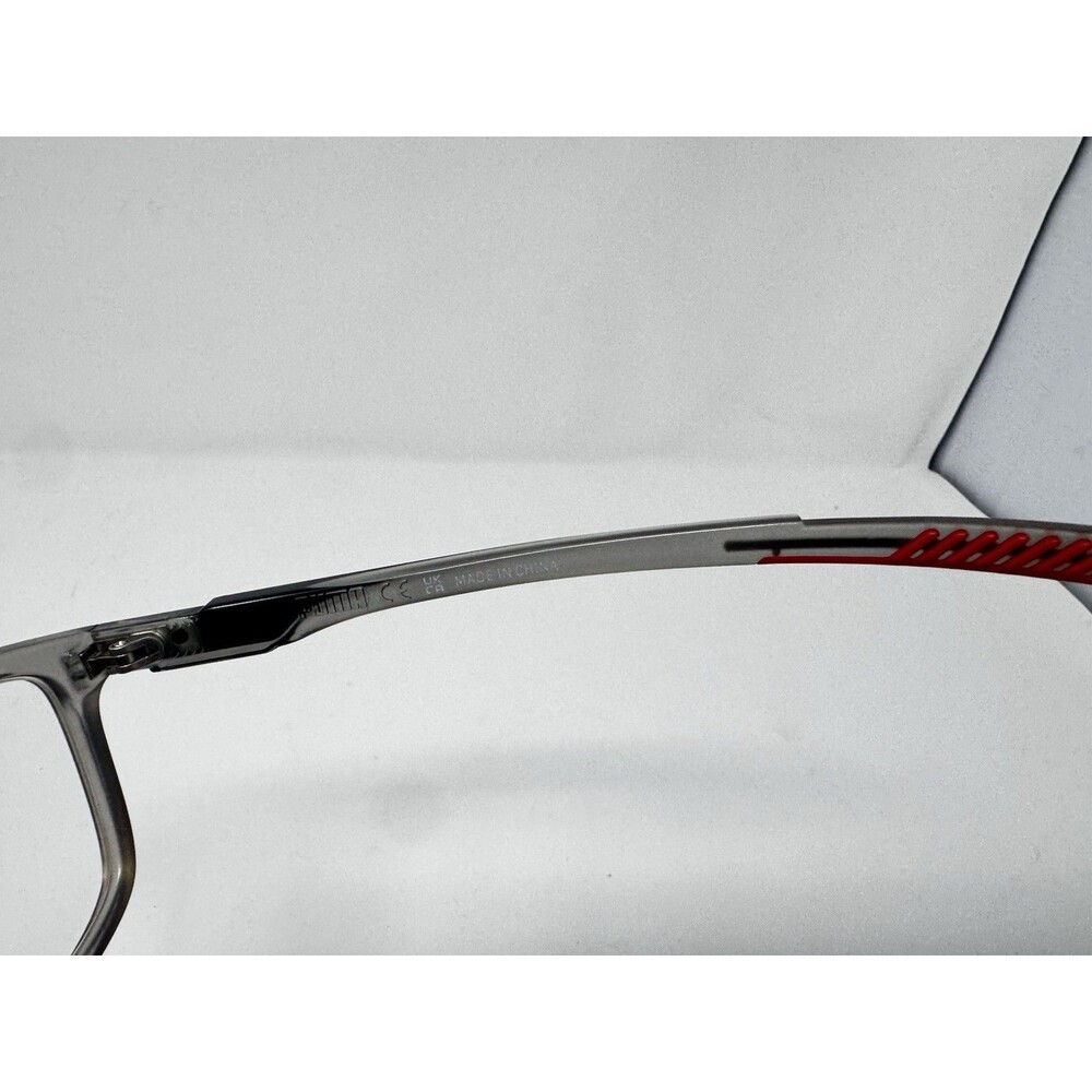 Puma PU0361OCS 001 Gray Clear Red Eyeglass Frames 57-16-145 - Picture 8 of 10